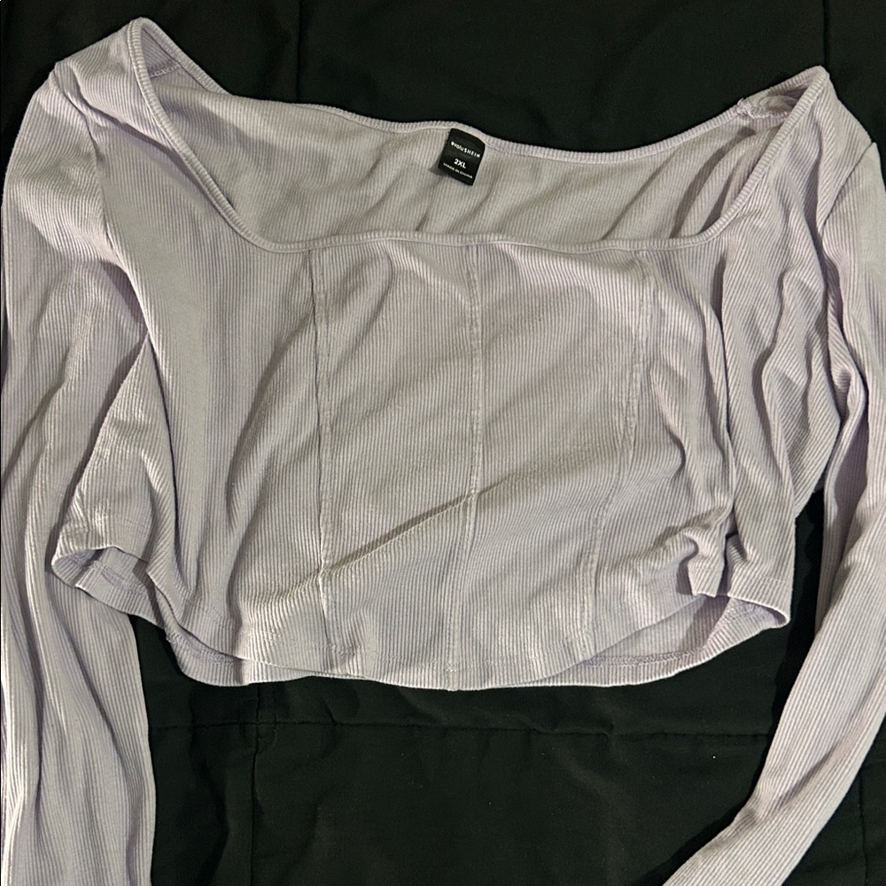 SHEIN Light Purple Long Sleeve Crop Top